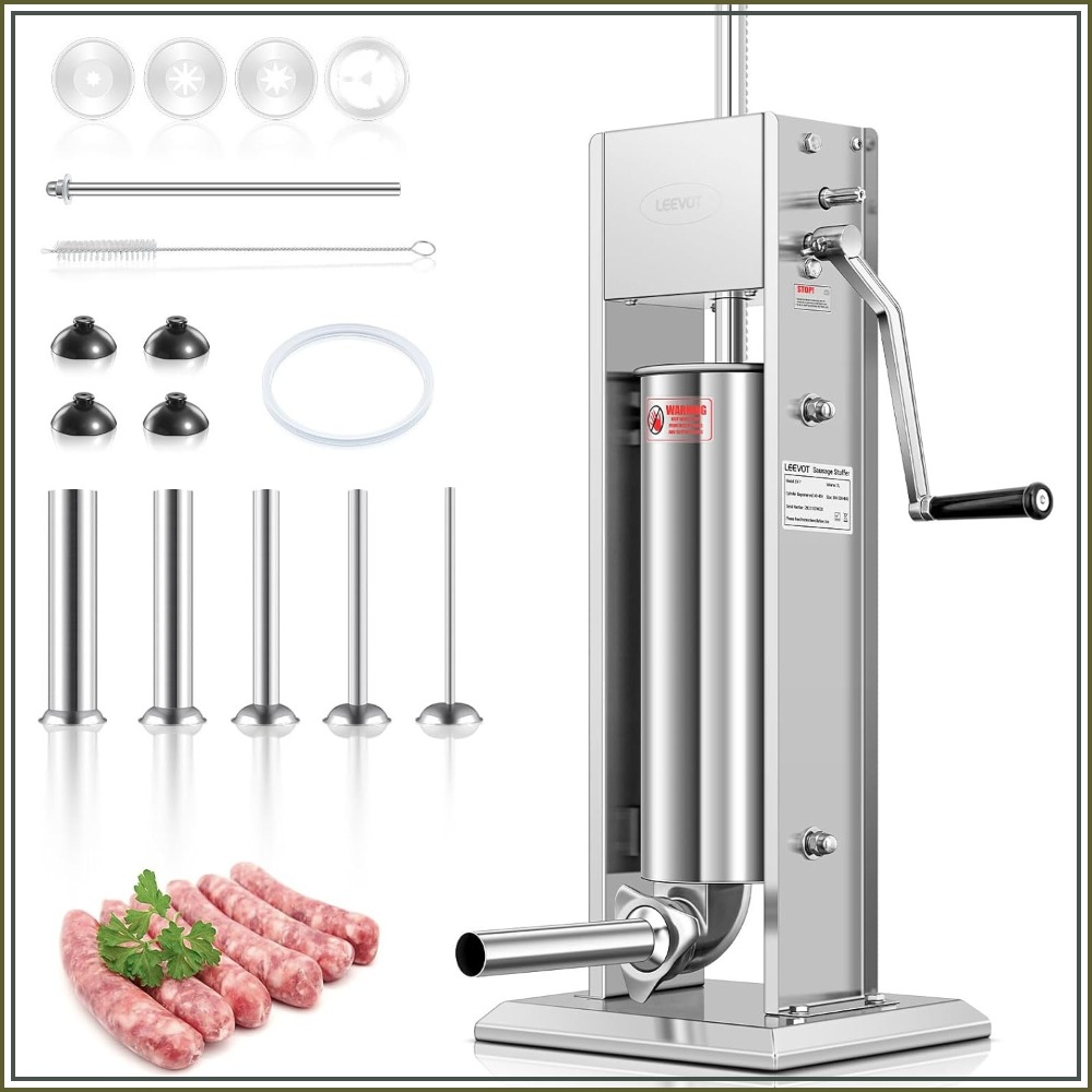 Commercial Kitchen Images - 15LBS/7L Manual Sausage Stuffer, Stainless Steel