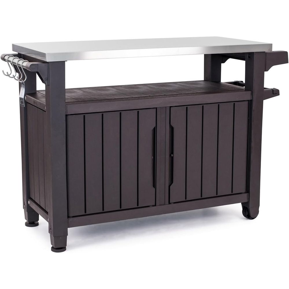 Commercial Kitchen Island - Outdoor Rolling Table Cart for Food