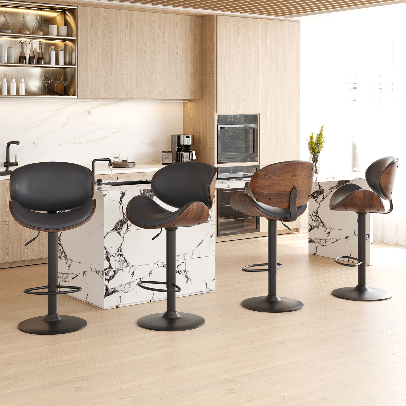 Commercial Kitchen Island - Farini Set of 2 Swivel Bar