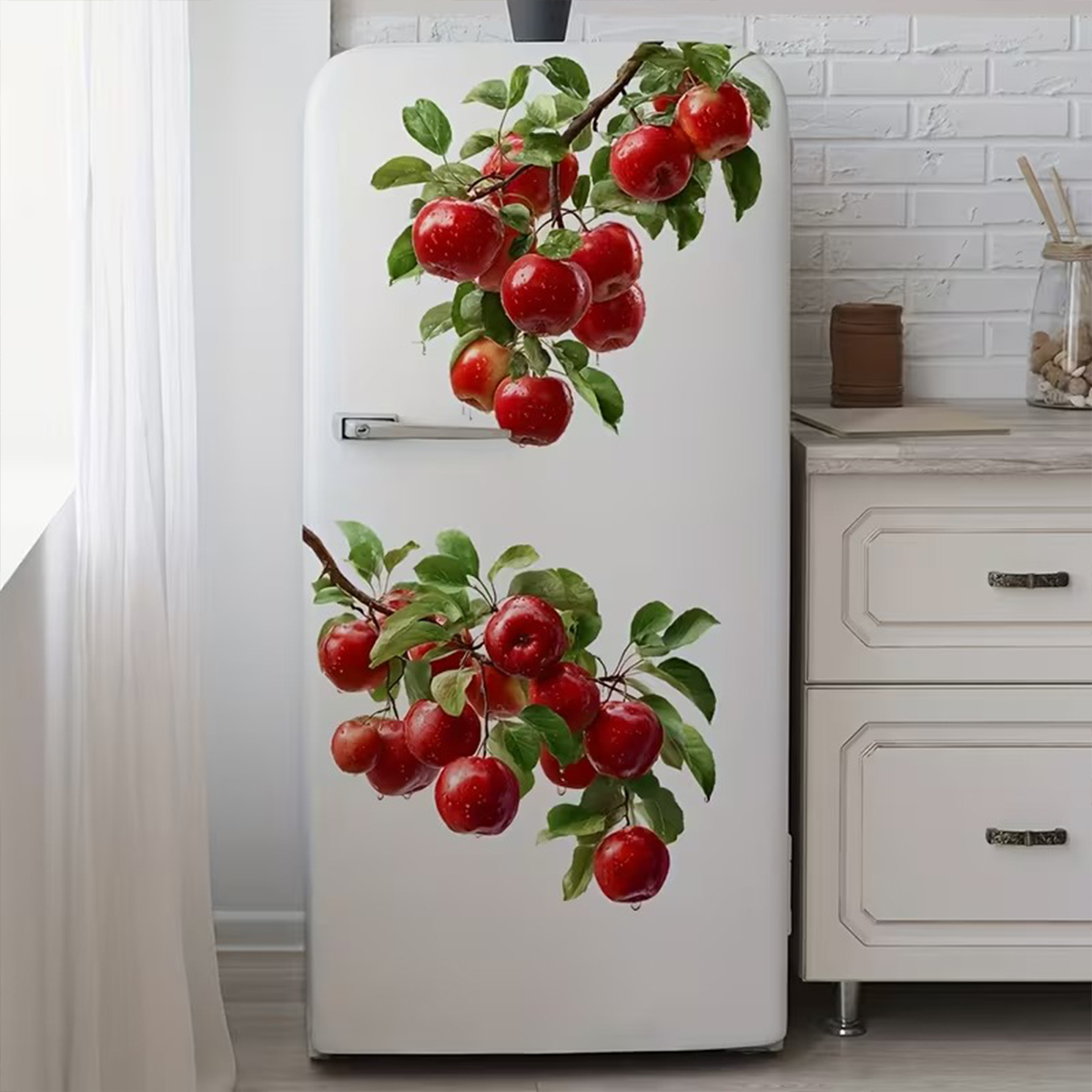 Commercial Kitchen Wall Panels - 3D Red Apple Refrigerator Magnet, Waterproof