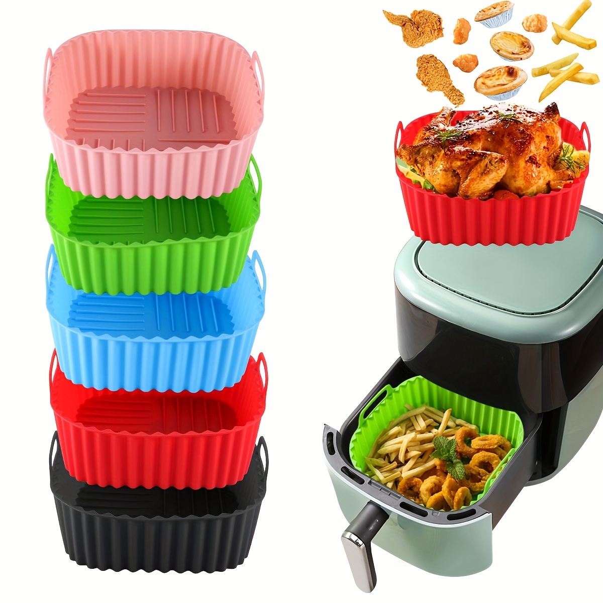 Commercial Kitchen Pots And Pans - 1 square silicone air fryer liner