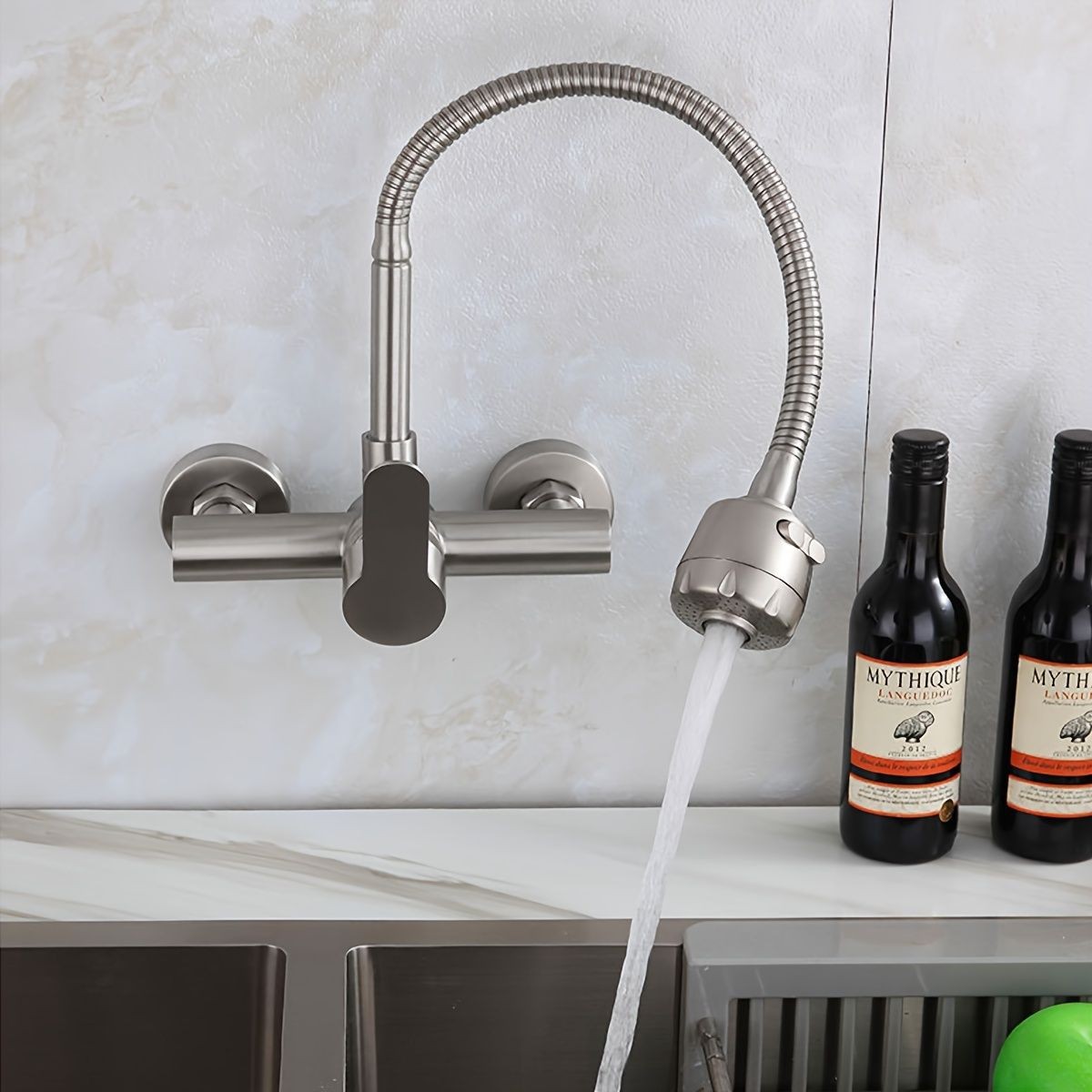 Commercial Kitchen Utensils - Wall-mounted kitchen faucet, single handle, commercial