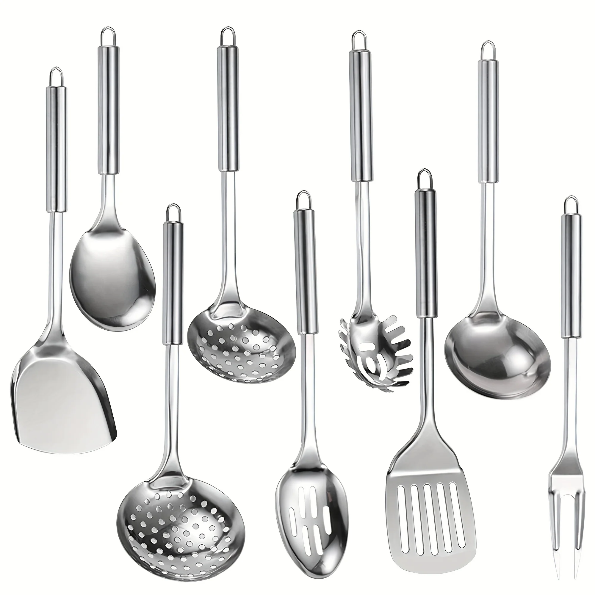Commercial Kitchen Utensils - 9pcs Cooking Utensil Set, 304 Stainless