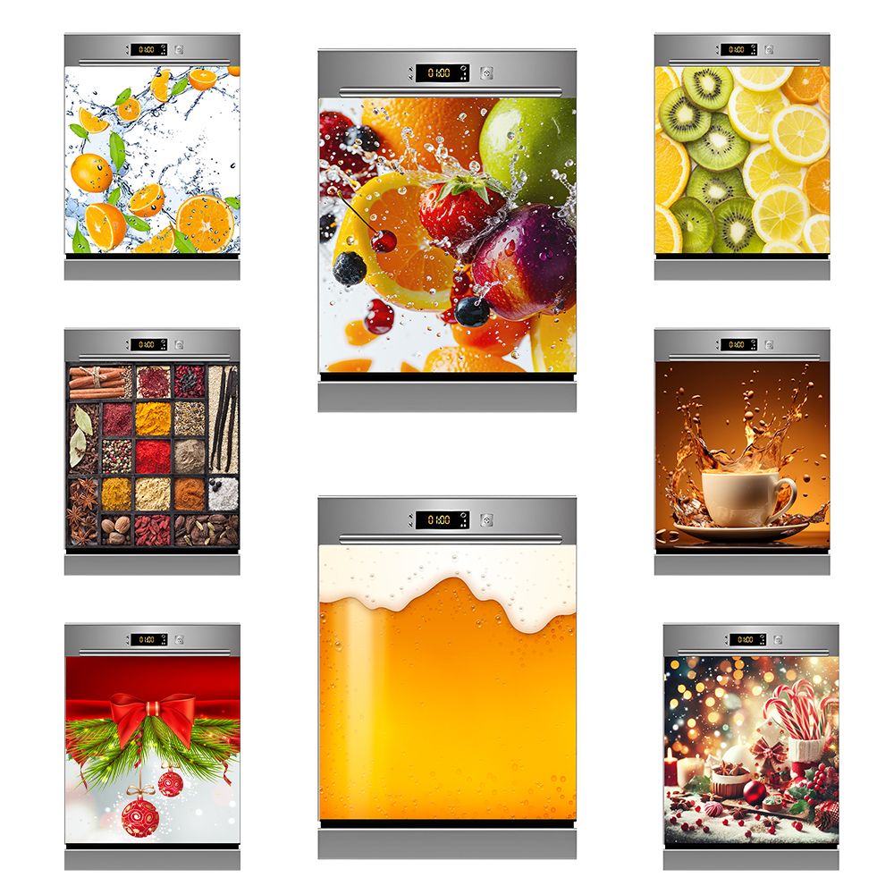 Commercial Kitchen Wall Panels - Water Splash Delicious Fruit Printed Dishwasher