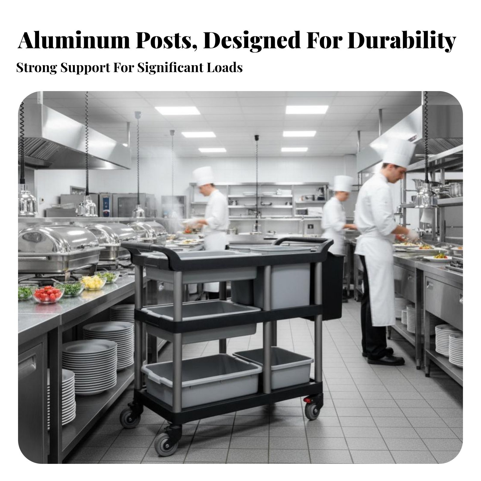3-Tier Food Trolley Quiet Cast - огляд і ціна Commercial Kitchen Utensils