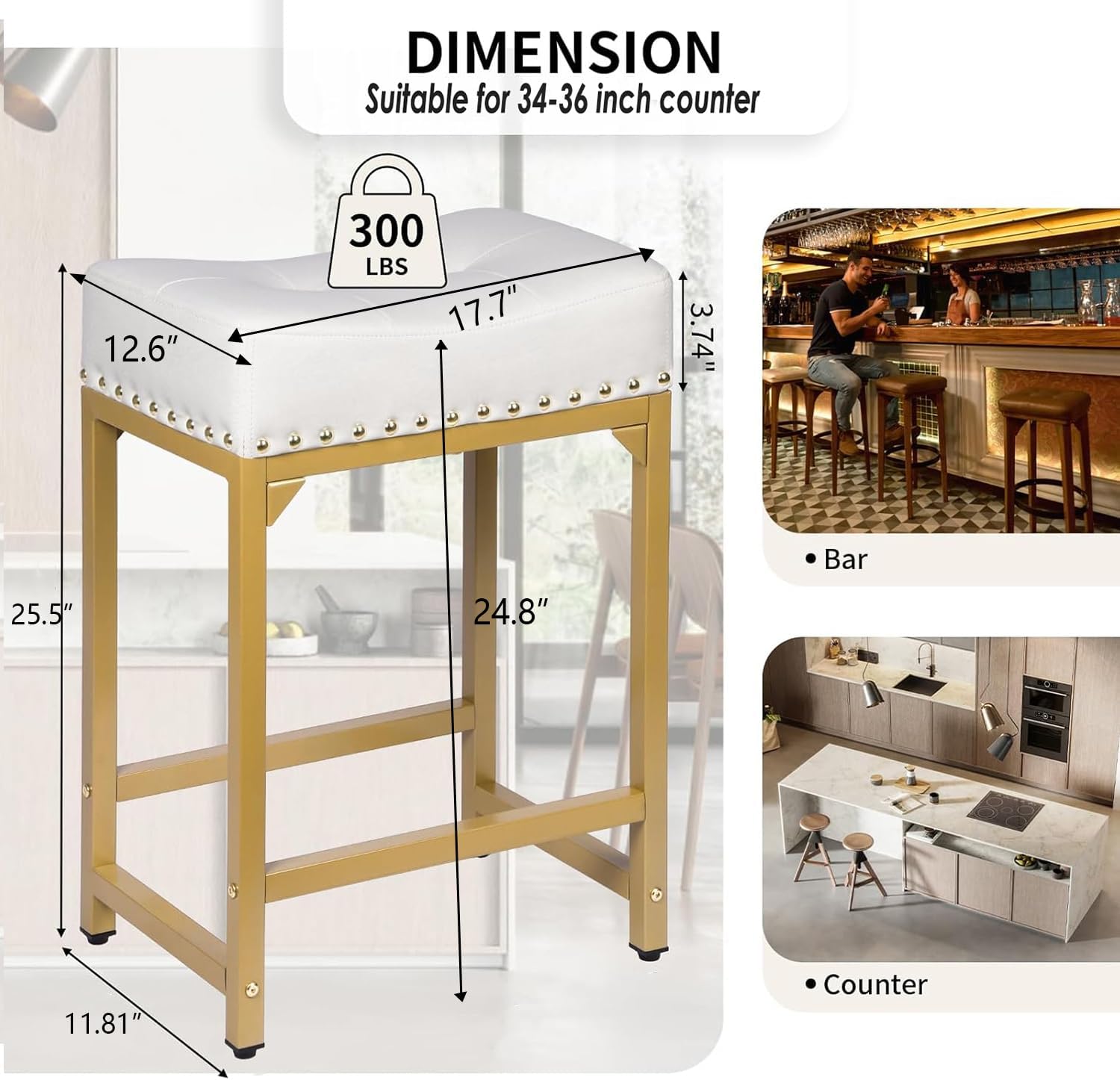 Bar Stools Set of 2, Counter H - огляд і ціна Commercial Kitchen Island