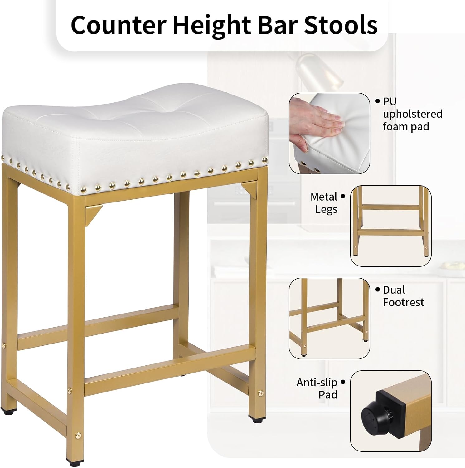 Bar Stools Set of 2, Counter H - огляд і ціна Commercial Kitchen Island