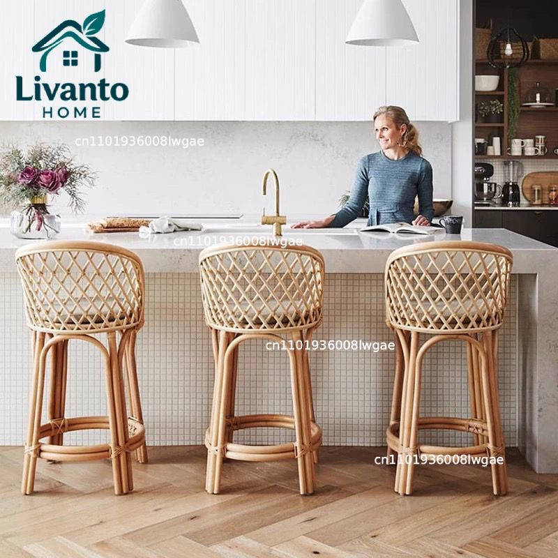 Natural Rattan Bar Stools with - огляд і ціна Commercial Kitchen Island