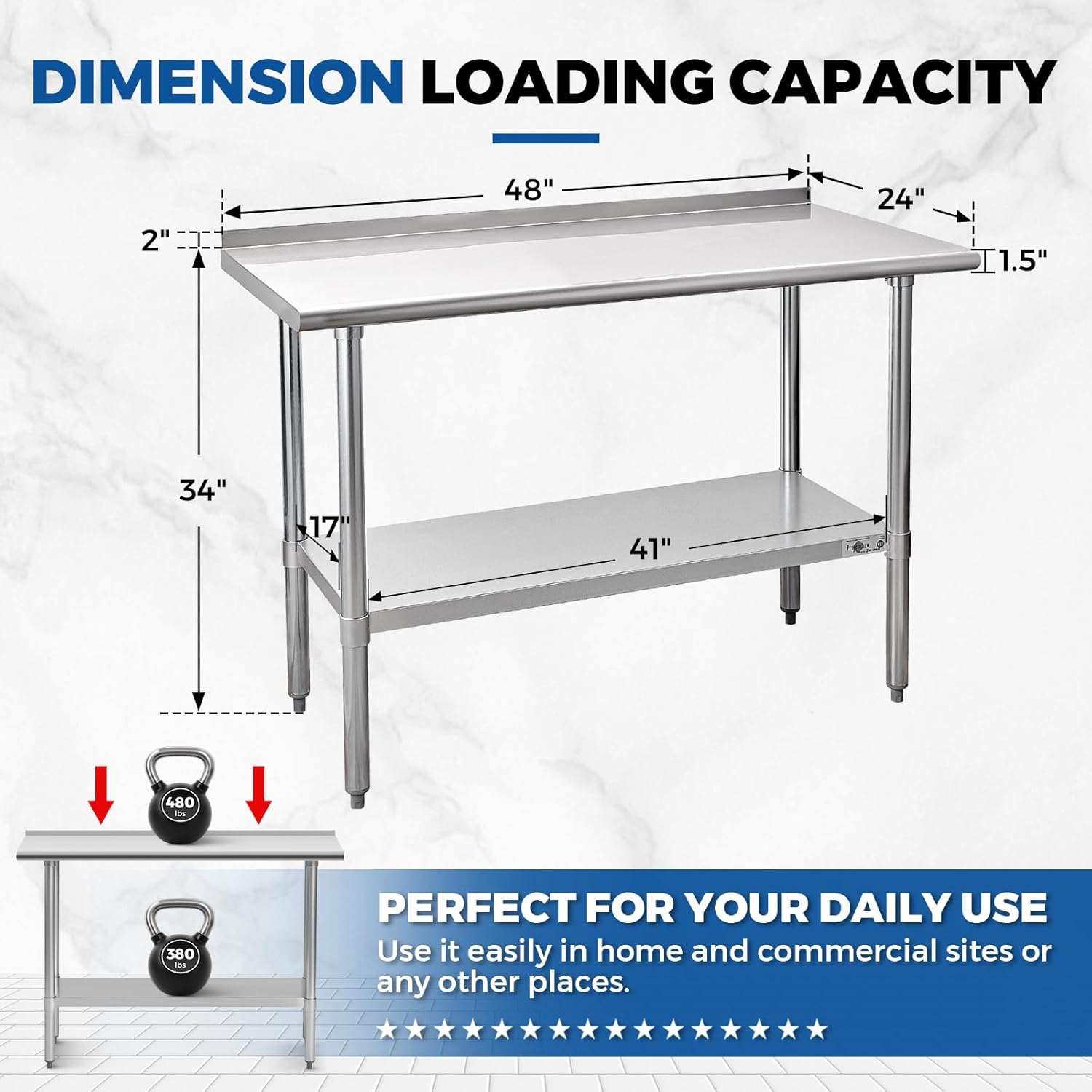 Stainless Steel Prep Table NSF - огляд і ціна Commercial Kitchen Backsplash