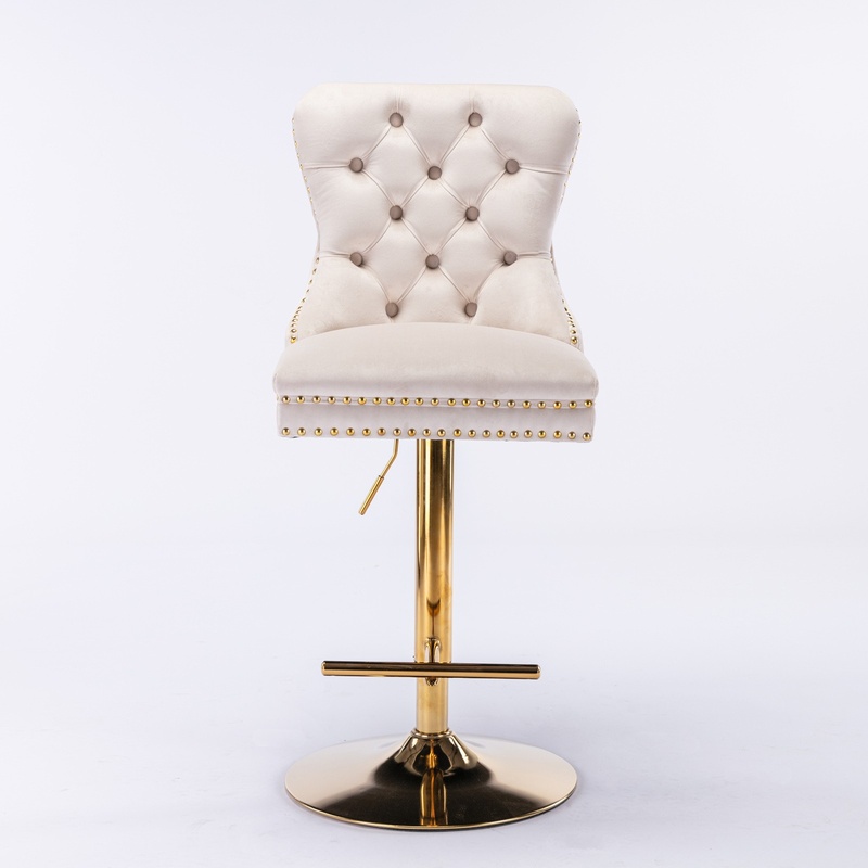 Beige Velvet Bar Stools with A - огляд і ціна Commercial Kitchen Island