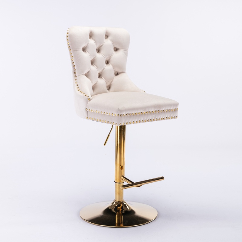Beige Velvet Bar Stools with A - огляд і ціна Commercial Kitchen Island