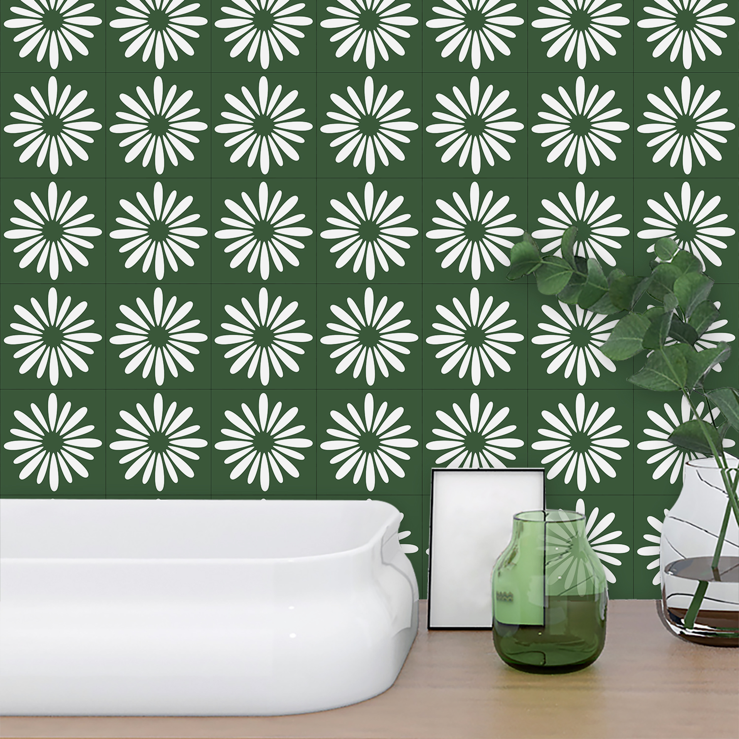 10pcs Green Daisy Matte Surfac - огляд і ціна Commercial Kitchen Wall Panels