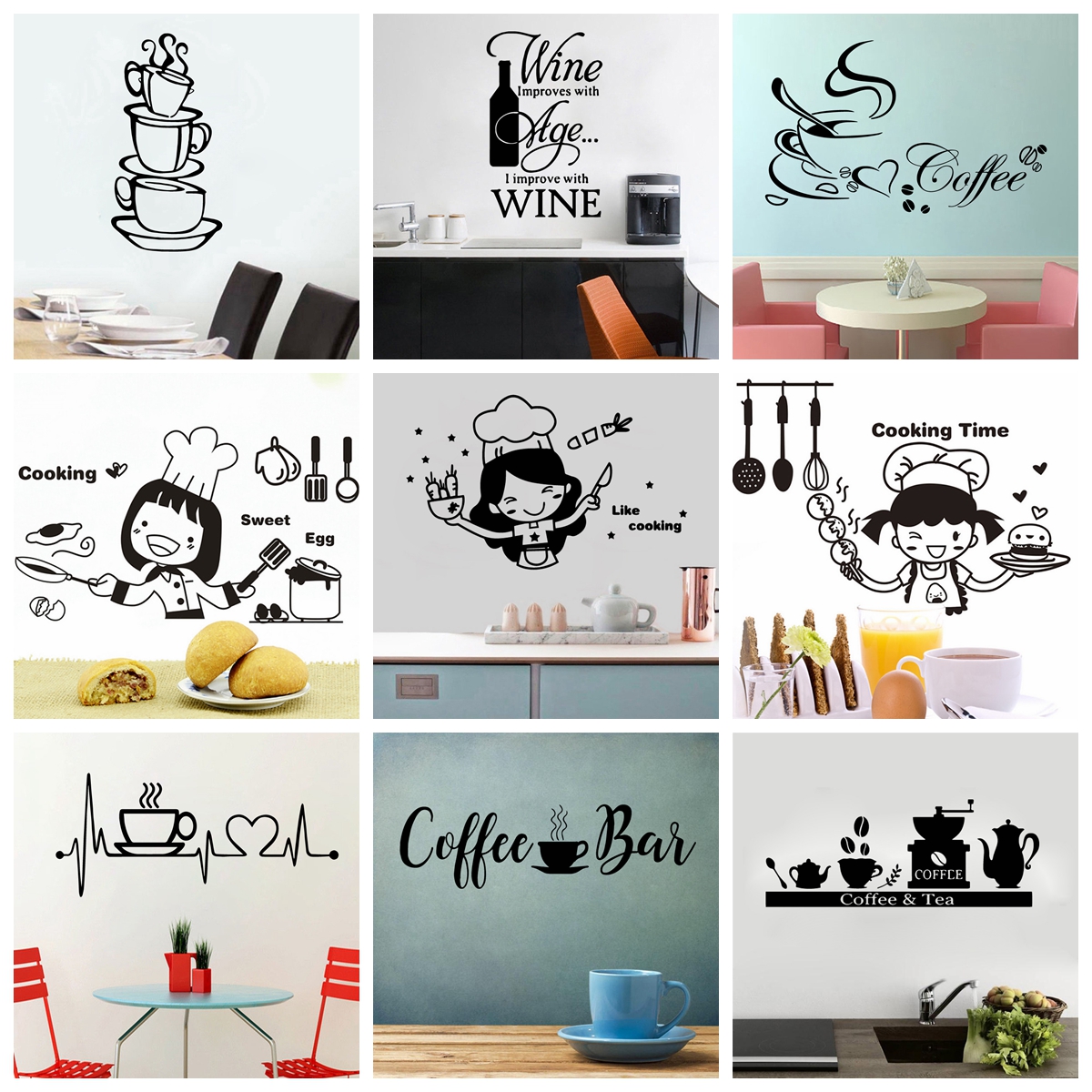 1pc Cartoon Female chef Vinyl  - огляд і ціна Commercial Kitchen Wall Panels