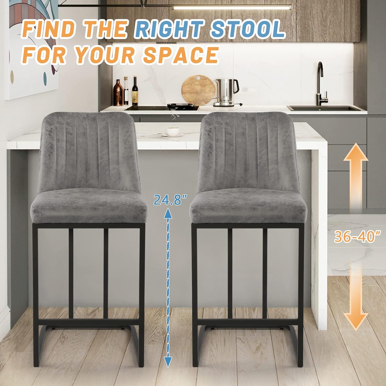 24.8 inch Bar Stools Set of 4, - огляд і ціна Commercial Kitchen Island