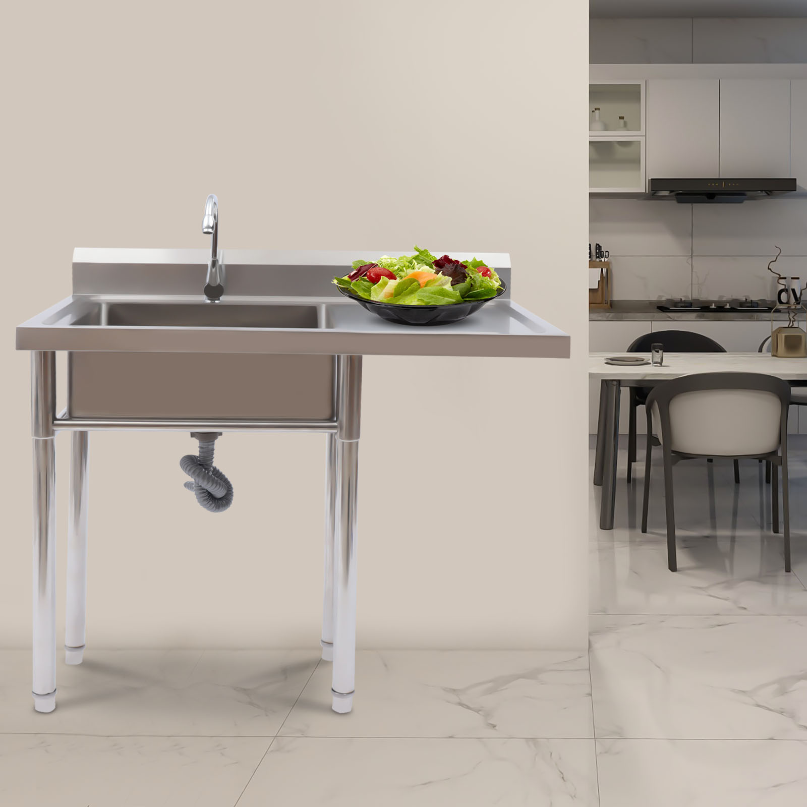 Stainless Steel Sink with Fauc - огляд і ціна Commercial Kitchen Backsplash