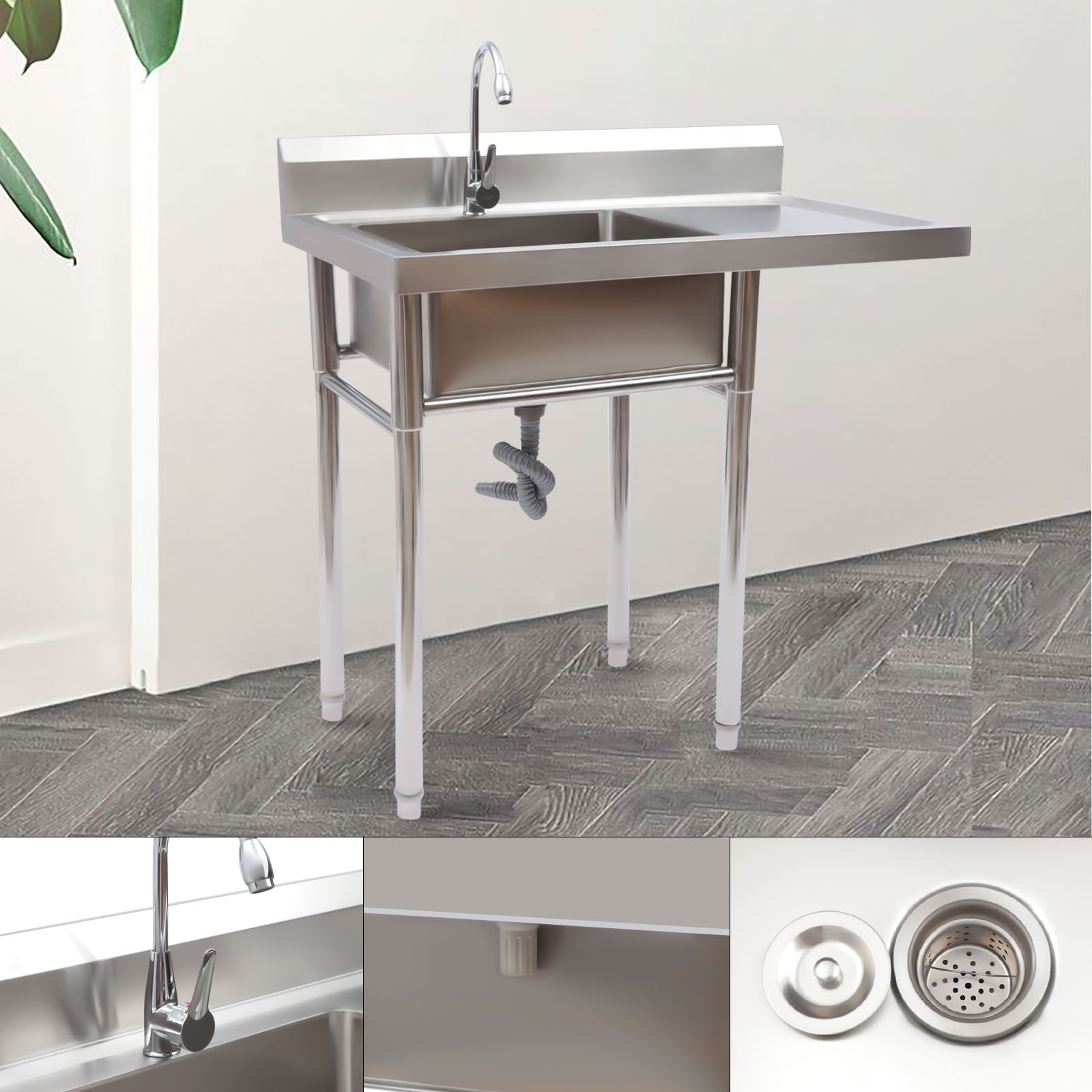 Stainless Steel Sink with Fauc - огляд і ціна Commercial Kitchen Backsplash
