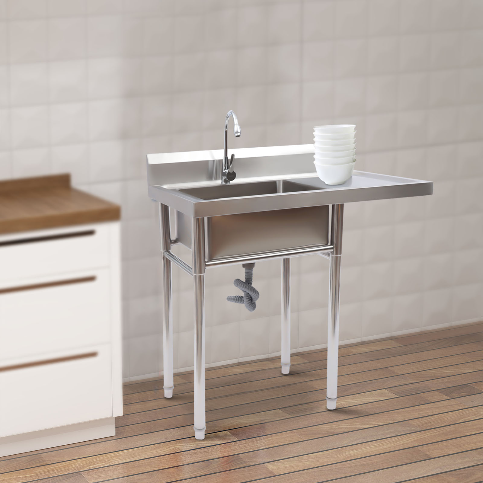 Stainless Steel Sink with Fauc - огляд і ціна Commercial Kitchen Backsplash