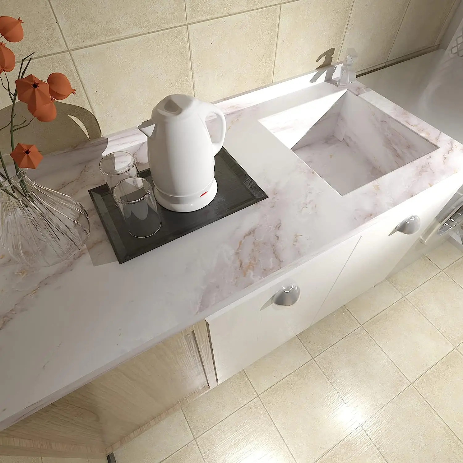 Matte Marble Self Adhesive Sti - огляд і ціна Commercial Kitchen Wall Panels