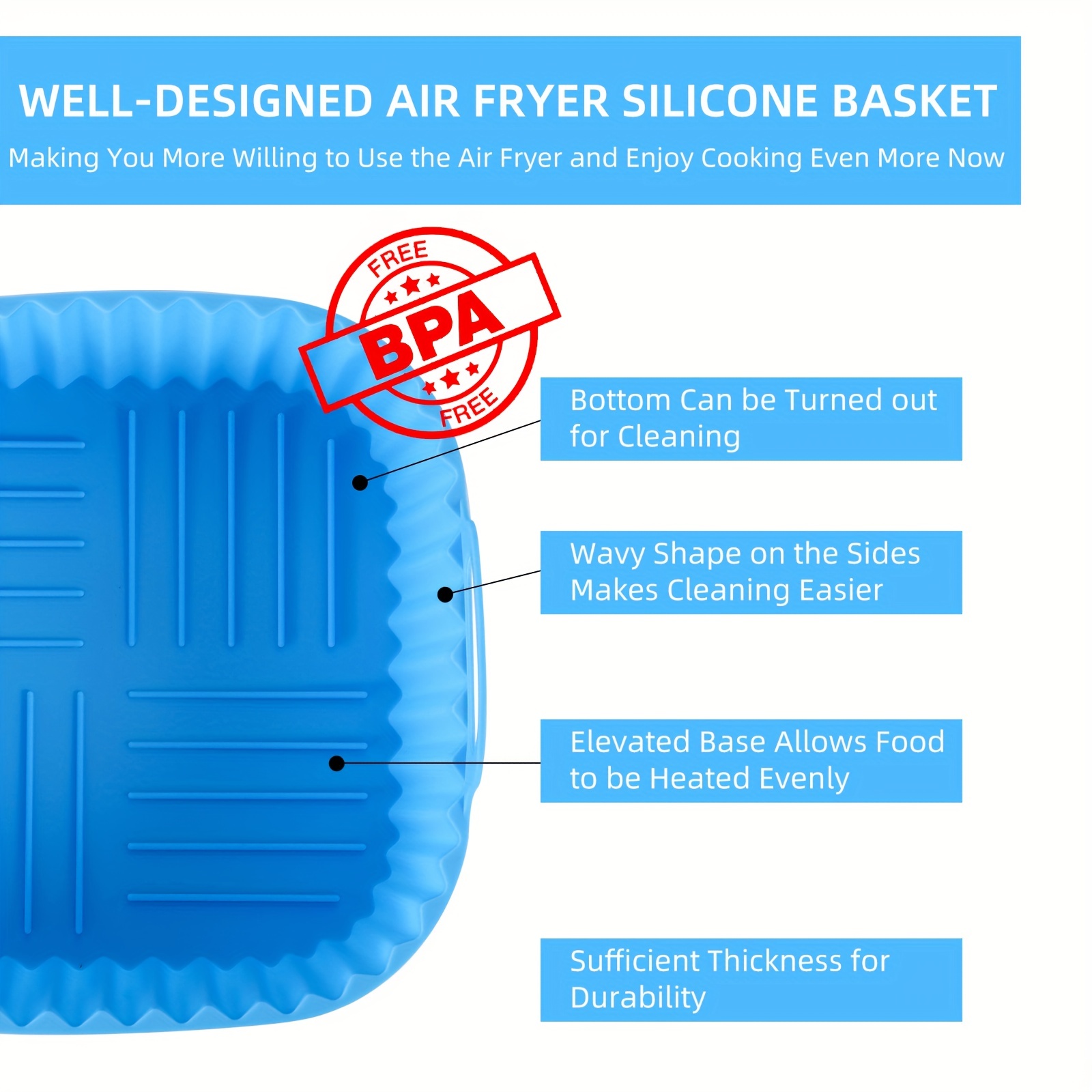 1 square silicone air fryer li - огляд і ціна Commercial Kitchen Pots And Pans