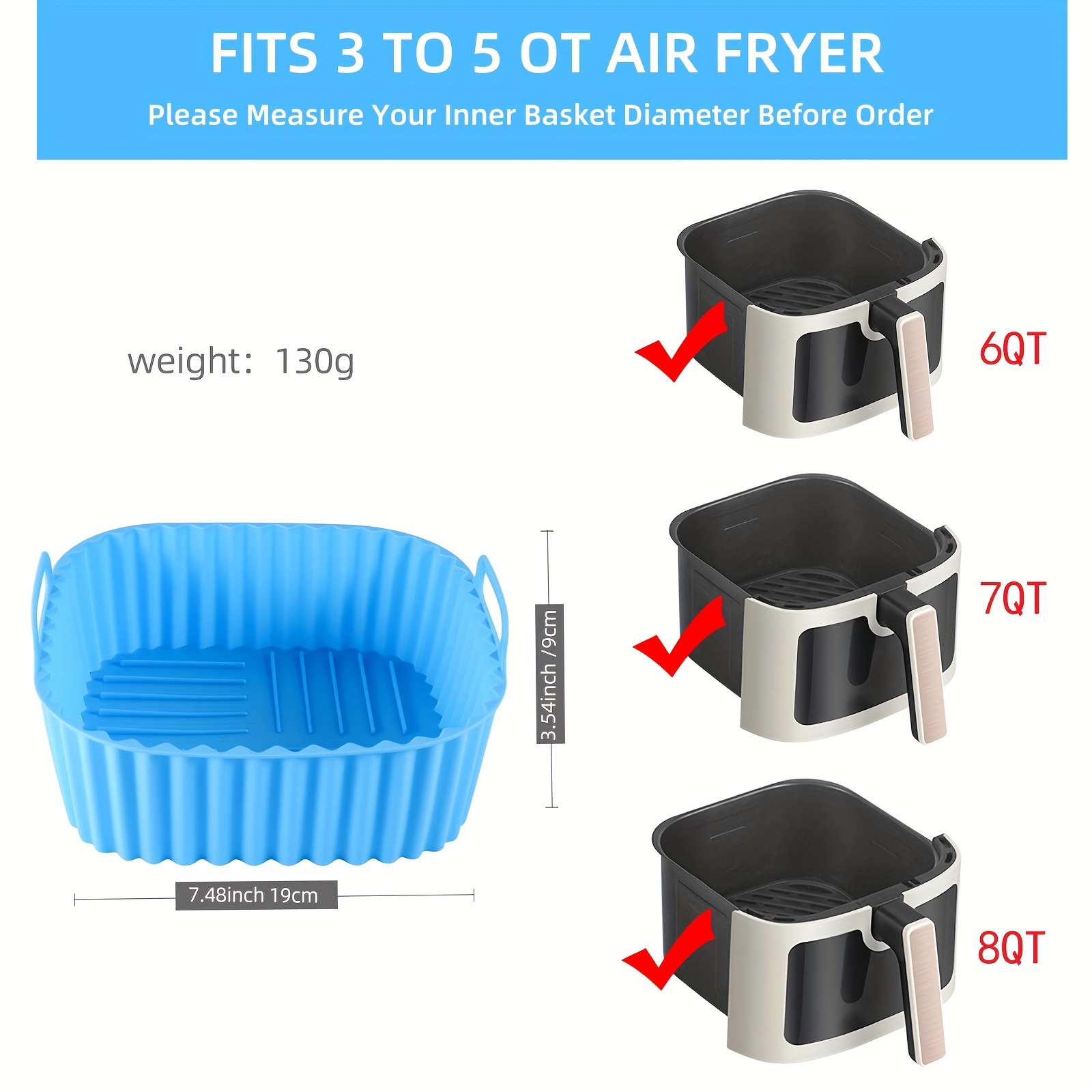 1 square silicone air fryer li - огляд і ціна Commercial Kitchen Pots And Pans