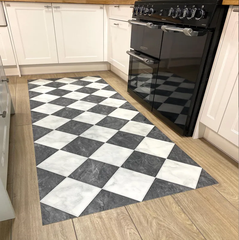 Checkerboard Vinyl Runner Rug  - огляд і ціна Commercial Kitchen Tile