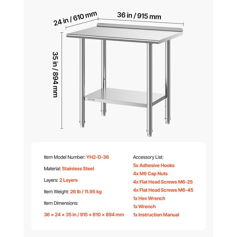 Stainless Steel Work Table, 24 - огляд і ціна Commercial Kitchen Backsplash
