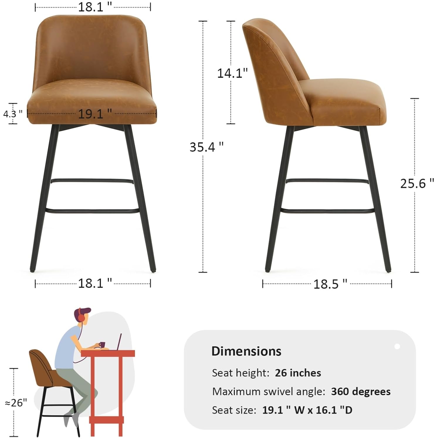 360°Swivel Counter Height Bar  - огляд і ціна Commercial Kitchen And Bar
