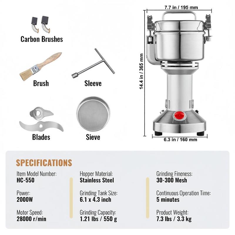 Dry Powder Grinder 550g For Ki - огляд і ціна Commercial Kitchen Grinder